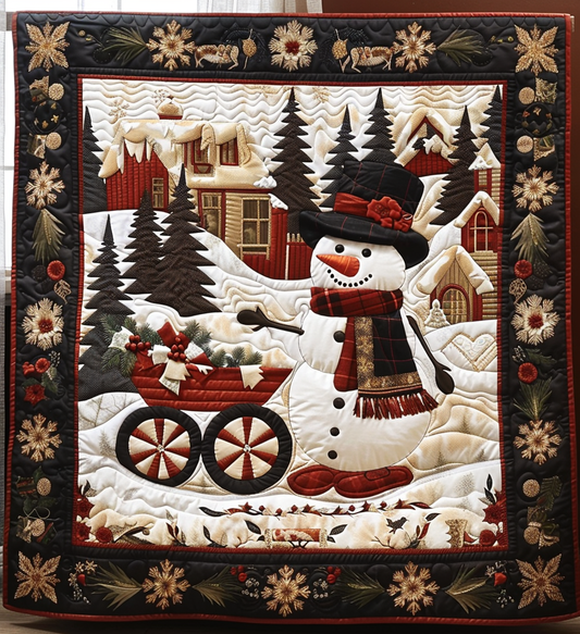 Joyful Snowman Quilted Blanket - Throw (55" x 60")