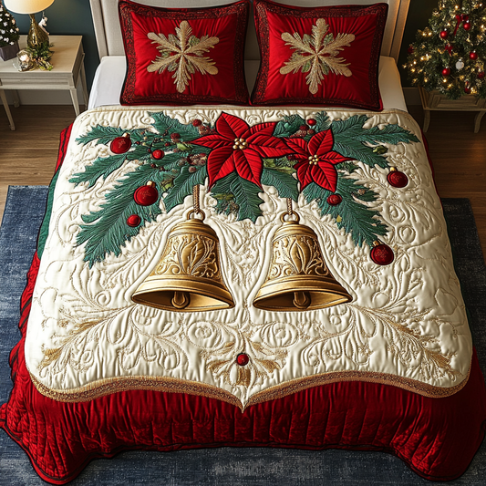 Joyful Bells 3-Piece Quilted Bedding Set - Single (59" x 70")