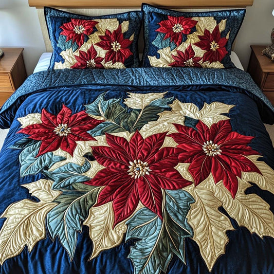 Joyful Petals 3-Piece Quilted Bedding Set - Single (59" x 70")