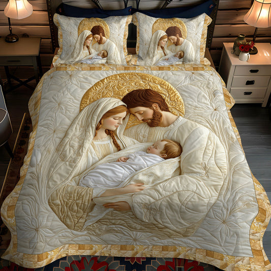 Joyous Nativity Scene 3-Piece Quilted Bedding Set - Single (59" x 70")
