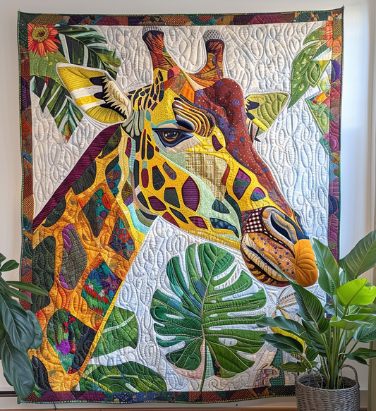 Jungle Giraffe Quilted Blanket - Throw (55" x 60")