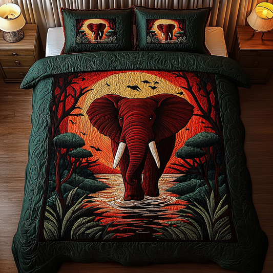 Jungle Majesty 3-Piece Quilted Bedding Set - Single (59" x 70")