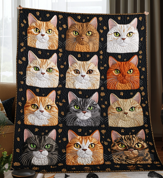 Kitten's Trails Quilted Blanket - Throw (55" x 60")