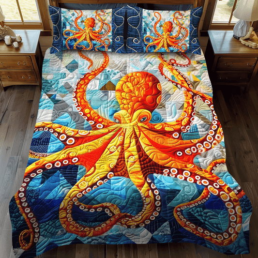Kraken's Dance 3-Piece Quilted Bedding Set - Single (59" x 70")