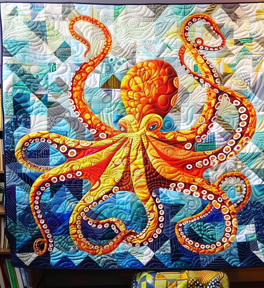 Kraken's Dance Quilted Blanket - Throw (55" x 60")