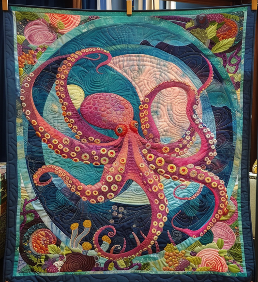Kraken's Lair Quilted Blanket - Throw (55" x 60")