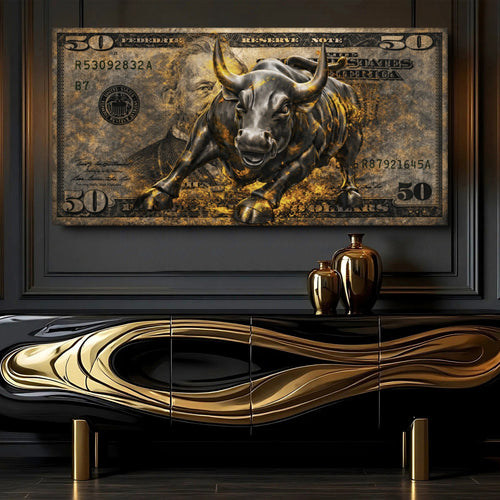 Golden Black Bull Wall Sign