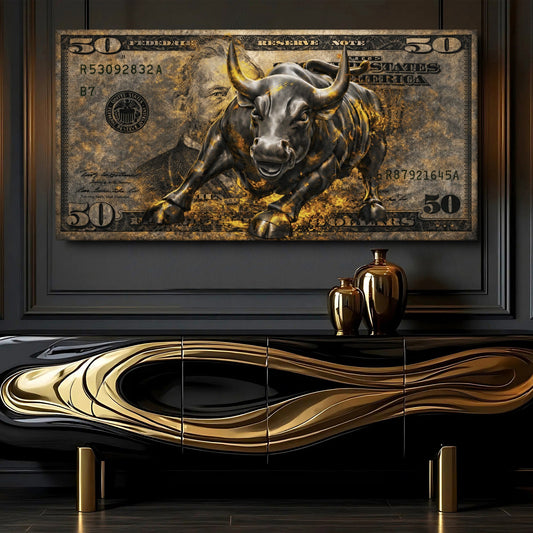 Golden Black Bull Wall Sign