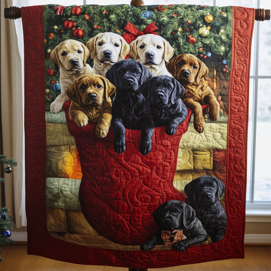 Lab Puppies Parade Quilted Blanket - Throw (55" x 60")