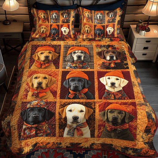 Labrador-Themed 3-Piece Quilted Bedding Set - Single (59" x 70")