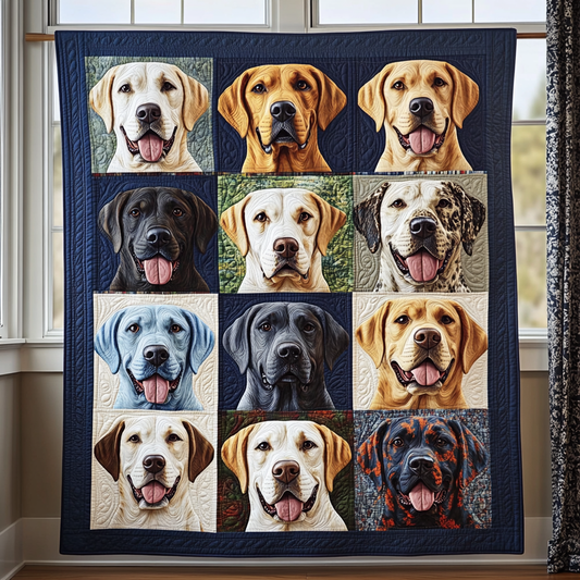 Labrador-Themed Quilted Blanket - Throw (55" x 60")