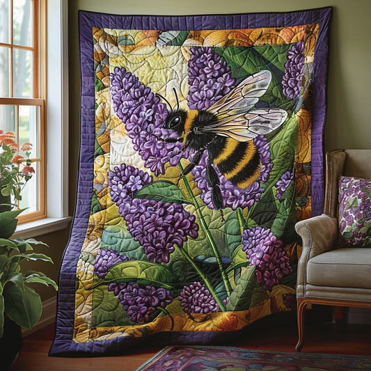 Lavender Buzz Quilted Blanket - Throw (55" x 60")