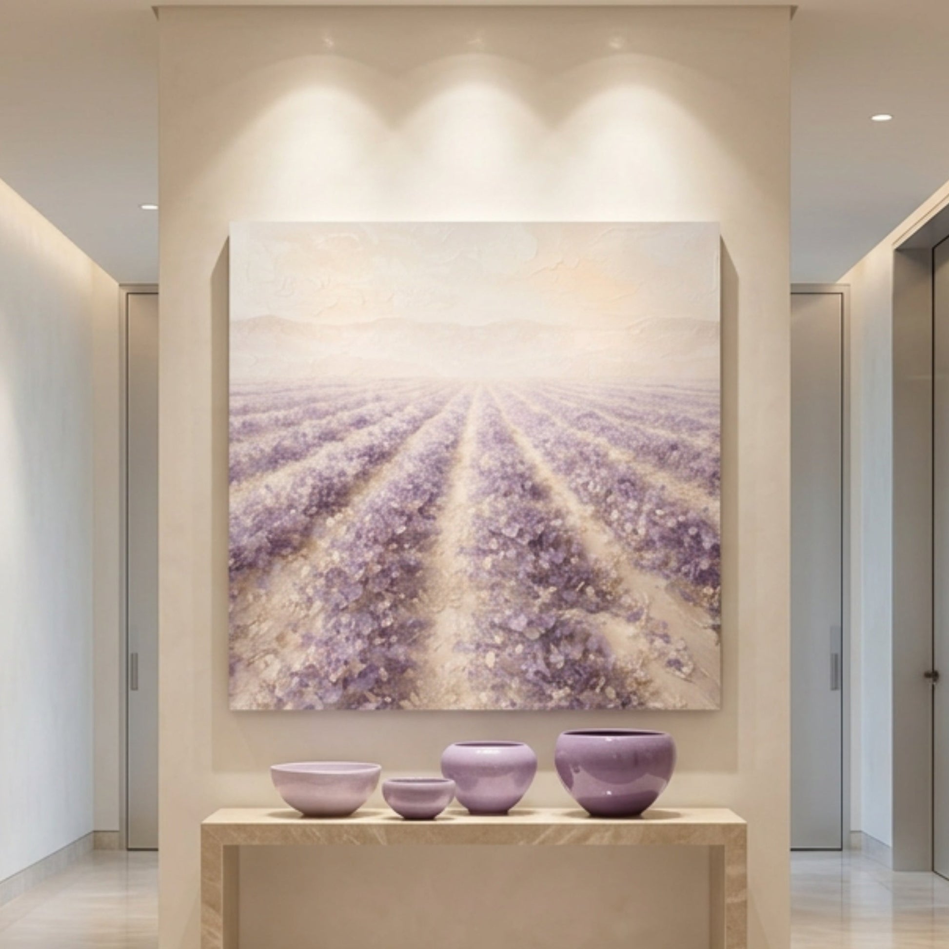 Lavender Field — Rows Of Purple On Cream