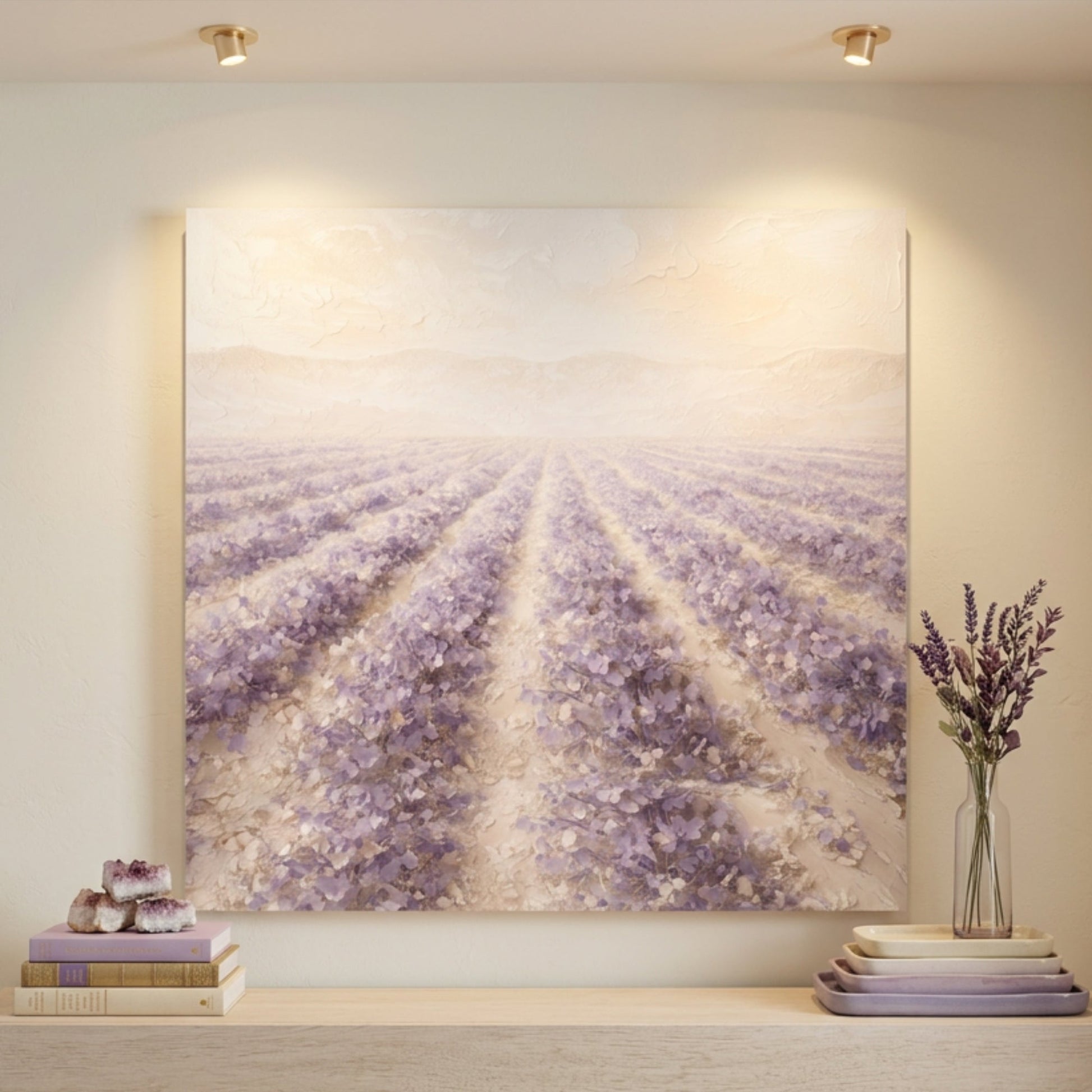 Lavender Field — Rows Of Purple On Cream