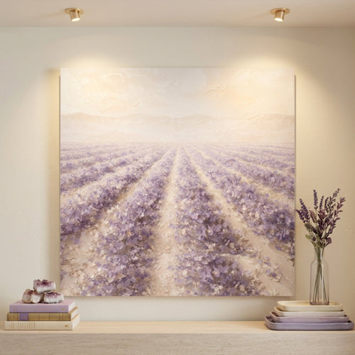 Lavender Field — Rows Of Purple On Cream