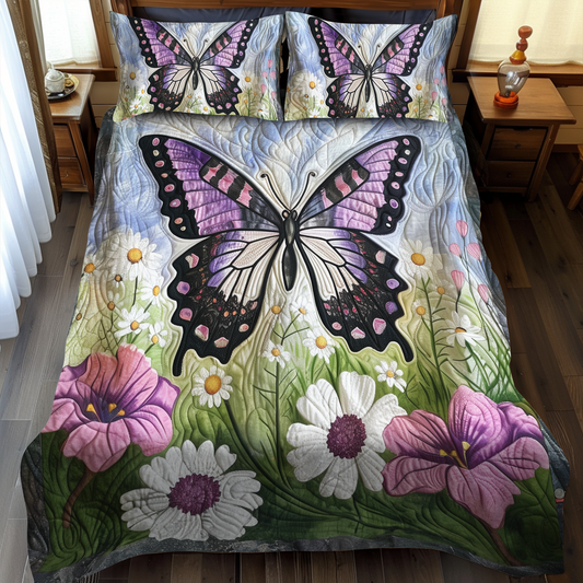 Lavender Wings Butterfly 3-Piece Quilted Bedding Set - Single (59" x 70")