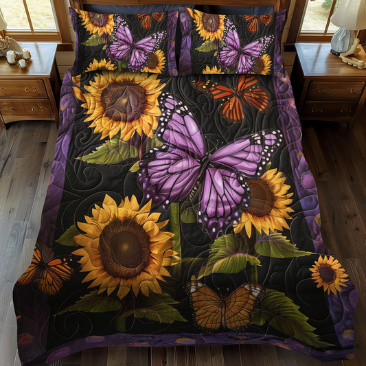Lavender Wings Butterfly 3-Piece Quilted Bedding Set - Single (59" x 70")