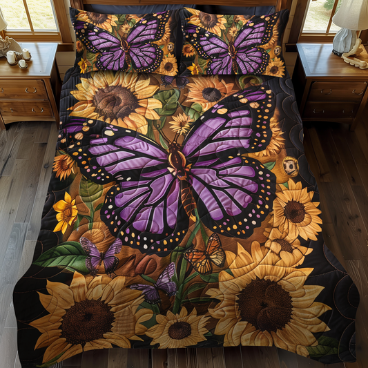 Lavender Wings Butterfly 3-Piece Quilted Bedding Set - Single (59" x 70")