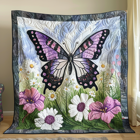 Lavender Wings Butterfly Quilted Blanket - Throw (55" x 60")