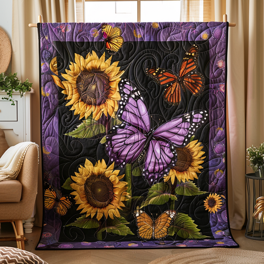 Lavender Wings Butterfly Quilted Blanket - Throw (55" x 60")