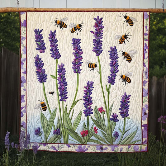 Lavender Bees Dance Art Quilt Hanging - Baby (30" x 40")