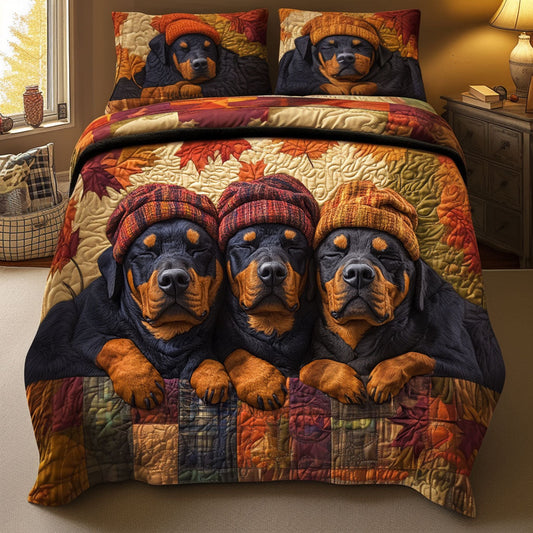 Leafy Slumber 3-Piece Quilted Bedding Set - Single (59" x 70")