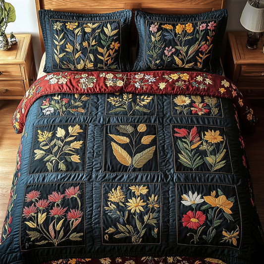 Leafy Touch 3-Piece Quilted Bedding Set - Single (59" x 70")