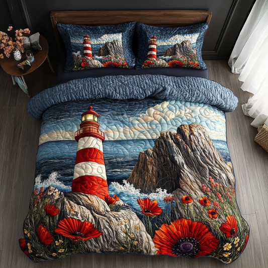 Lighthouse Haven 3-Piece Quilted Bedding Set - Single (59" x 70")