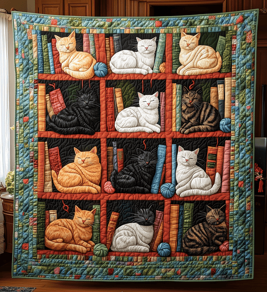 Literary Feline Quilted Blanket - Throw (55" x 60")