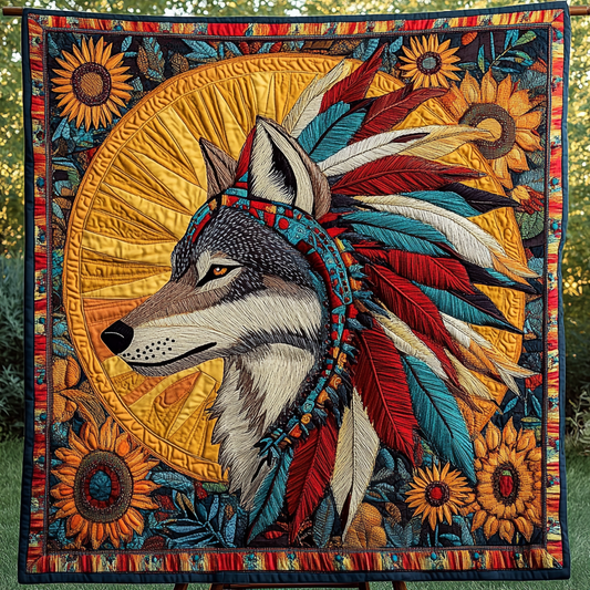 Lone Wolf Legend Quilted Blanket - Throw (55" x 60")