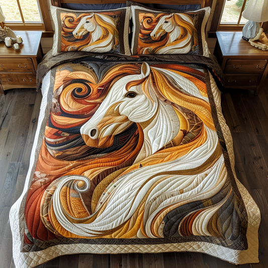 Long Mane Splendor Horse Quilted Blanket - Throw (55" x 60")