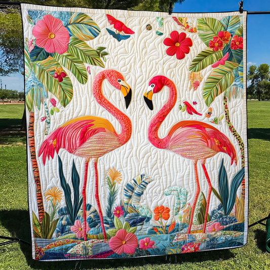 Lovable Flamingo Quilted Blanket - Throw (55" x 60")