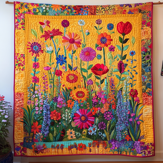 Luminous Flowers Quilted Blanket - Throw (55" x 60")