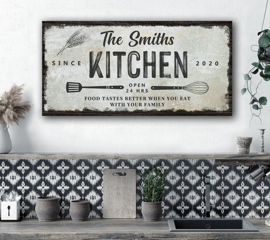Family Kitchen (Whisk and Spatulla) - Personalized Family Huge Canvas
