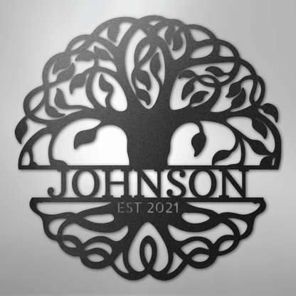 Fancy Tree of Life Monogram - Steel Sign