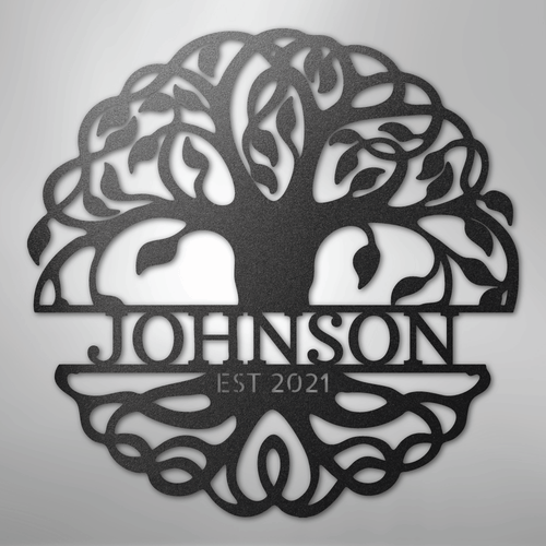 Fancy Tree of Life Monogram - Steel Sign
