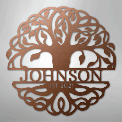 Fancy Tree of Life Monogram - Steel Sign
