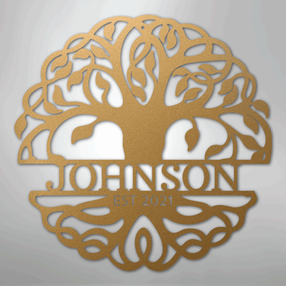 Fancy Tree of Life Monogram - Steel Sign