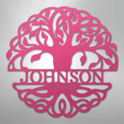 Fancy Tree of Life Monogram - Steel Sign