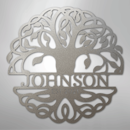 Fancy Tree of Life Monogram - Steel Sign