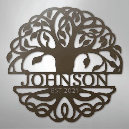 Fancy Tree of Life Monogram - Steel Sign