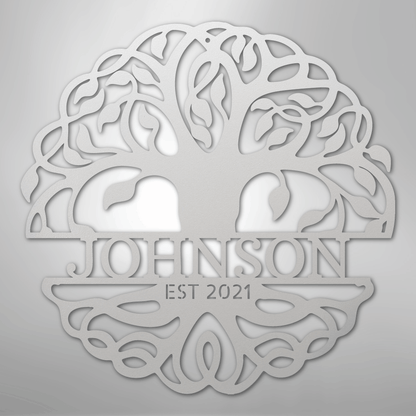 Fancy Tree of Life Monogram - Steel Sign