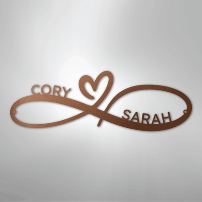 Infinity Couples Monogram - Steel Sign