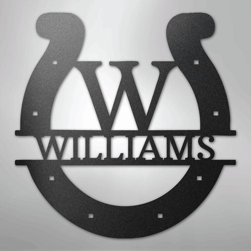 Custom Horseshoe Monogram - Steel Sign