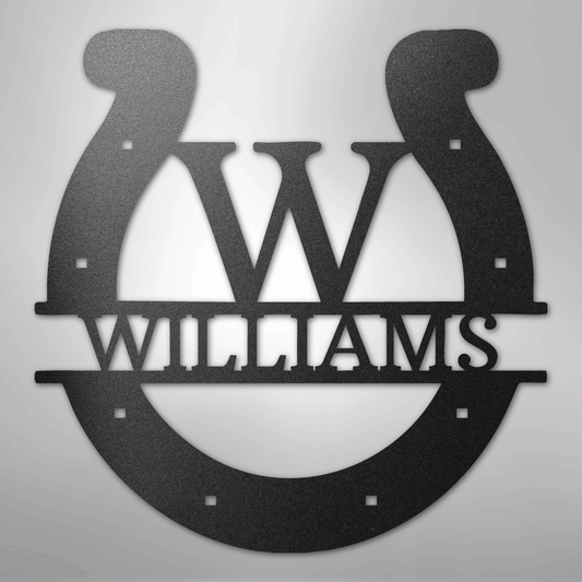 Custom Horseshoe Monogram - Steel Sign