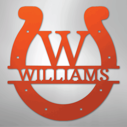Custom Horseshoe Monogram - Steel Sign