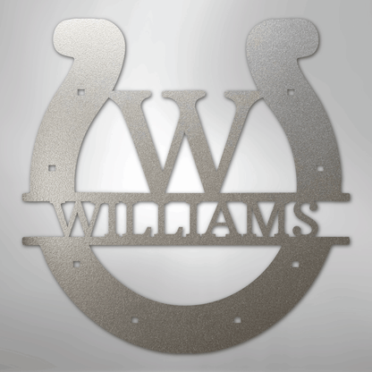 Custom Horseshoe Monogram - Steel Sign
