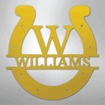 Custom Horseshoe Monogram - Steel Sign