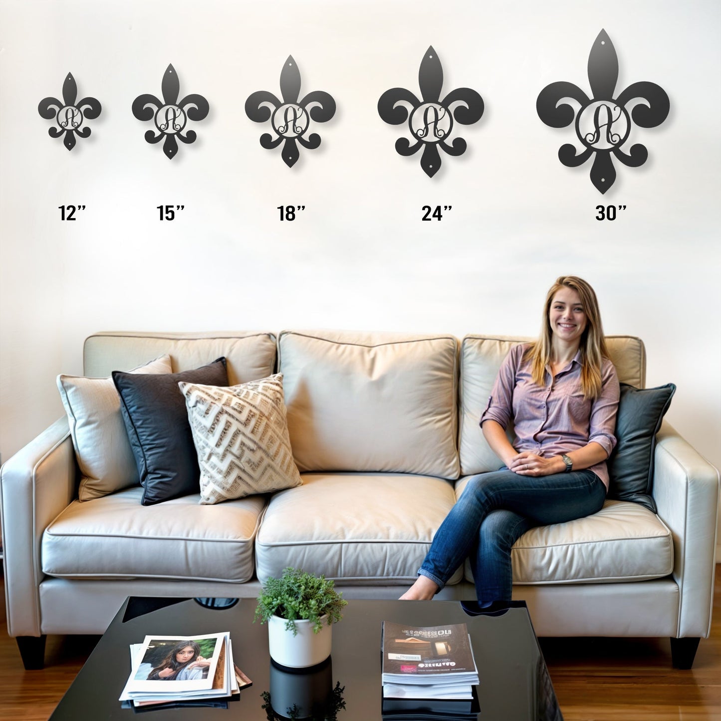 Fleur De Lis Initial - Steel Sign
