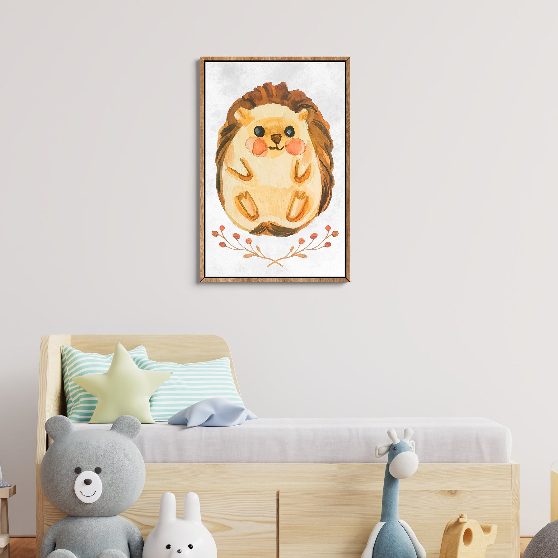 Animals Forest Hedgehog Cute Canvas Wall Art
